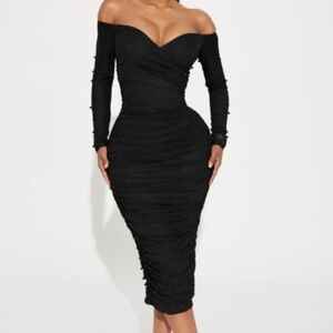 Adah Mesh Midi Dress - Black - L
